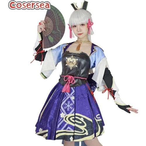 Cosersea Game Genshin Impact Kamisato Ayaka Cosplay Costume Kamisato Ayaka Cosplay Women Outfit Dress Halloween Full Set