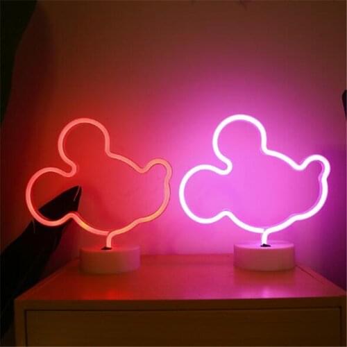 Disney LED Neon Light Mickey Mouse Night Light Home Decorative USB Table Light For Kid Bedroom Birthday Gift Party Wedding Decor