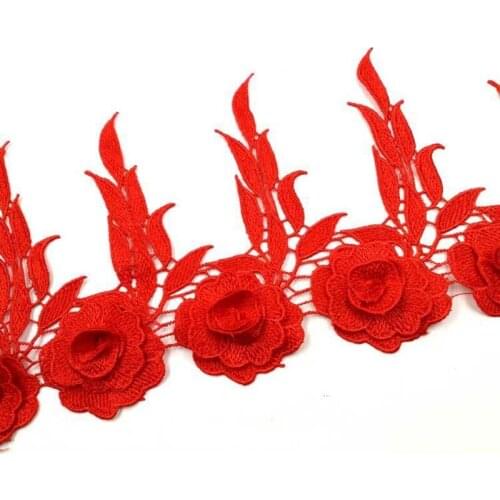 14Yards Two Layers Flowers Lace Trim Knitting Wedding Lace Applique Fabric Embroidered DIY Handmade Patchwork Ribbon Sewing