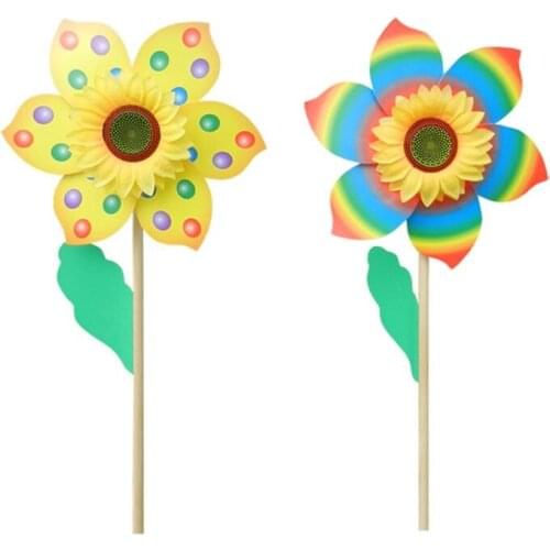 A9LE Wood Windmill Wind Spinner Pinwheels Home Garden Yard Decoration Kids Toys