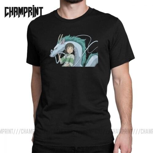 Haku Chihiro Ogino Kamaji Yubaba Ghibli T-Shirt Men T Shirt Hayao Miyazaki Manga Japan No Face Spirited Away Short Sleeve Tee