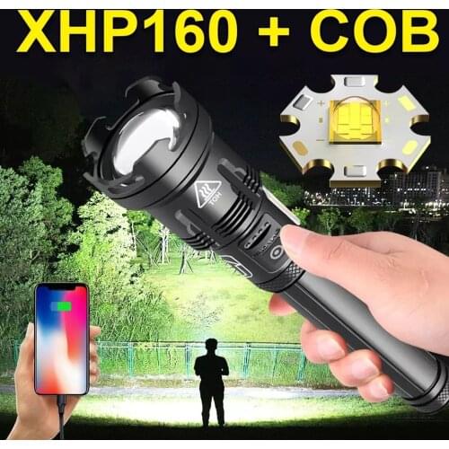 HEDELE Newest XHP160 LED Flashlight Torch Light XHP90 USB Rechargeable Tactical Flash Light 18650 LED Lantern Hunting Hand Lamp