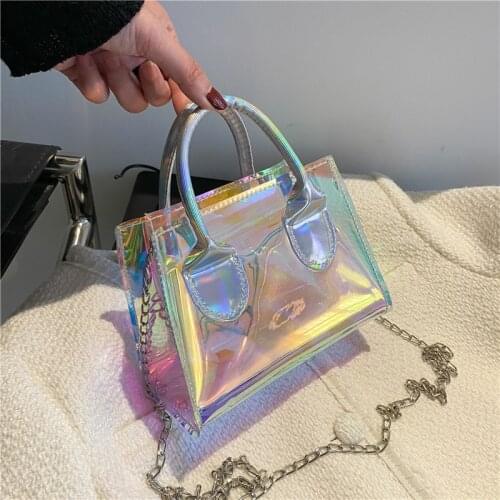 Summer Transparent Shoulder Bag Gradient Pink Female Beach Bag Crossbody Small Laser Handbags for Womens Bags 2021 Hit M084