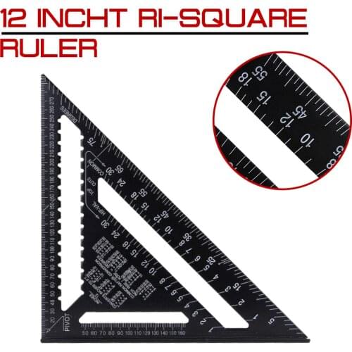 12 inch Metric Aluminum Alloy Triangle Angle Ruler Protractor 30cm Quick Read Square Layout Gauge Woodworking Measurement Tool