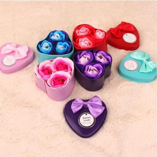3Pcs/box Rose Flower Soap Disposable Paper Soap Portable Scented Slice Soap Heart Shaped Box Soap Creative Wedding Decor Gift