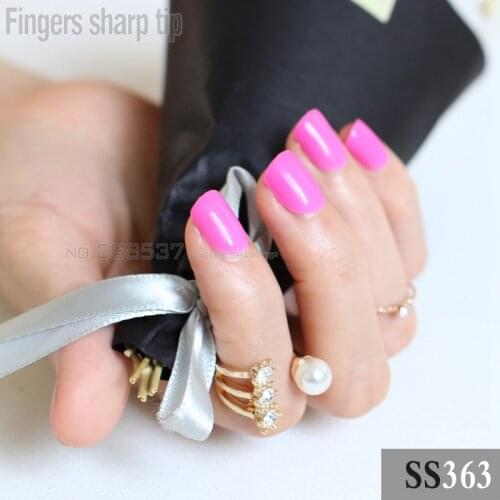 2017 new 24pcs false nails deep pink candy short paragraph round square head comfortable multicolor all wrapped SS363