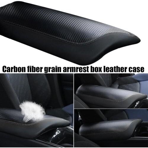 New Vehicle Center Console Armrest Cover Carbon Fiber Look Center Armrest Console Cover Trim Fit for Toyota Camry 2018+ CSV