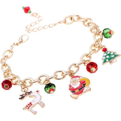 New Santa Claus Bracelet Alloy Pendant Christmas Ornaments for Home Happy New Year Christmas Tree Ornaments Gift SCI88