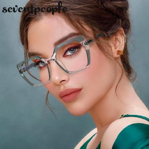 TR90 Anti Blue Light Glasses Women 2021 Fashion Square Computer Eyewear For Female Diopter Prescription Myopia Optical Frames