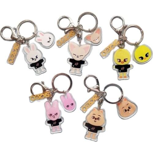 Wholesale 40pcs Cartoon Kpop Stray Kids Action Figures Cute Stray Kids Model Acrylic Figure with Keychian party Gifts(8 Styles )