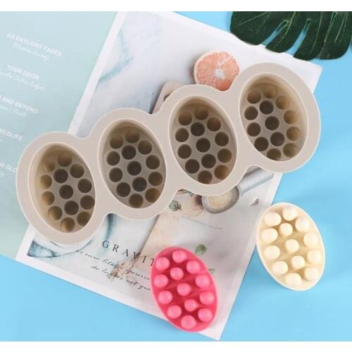 Oval Spa Soap Mold Cavity Silicone Massage Therapy Soap Making Tool 100PCS/LOT SN3867