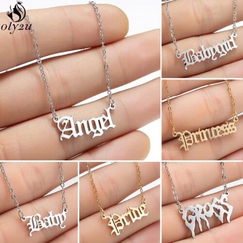 Fashion Baby Girls Necklace Babygirl English Necklace Letter Pendants Stainless Steel Chain Jewelry Mom Lovers Girlfriend Gifts