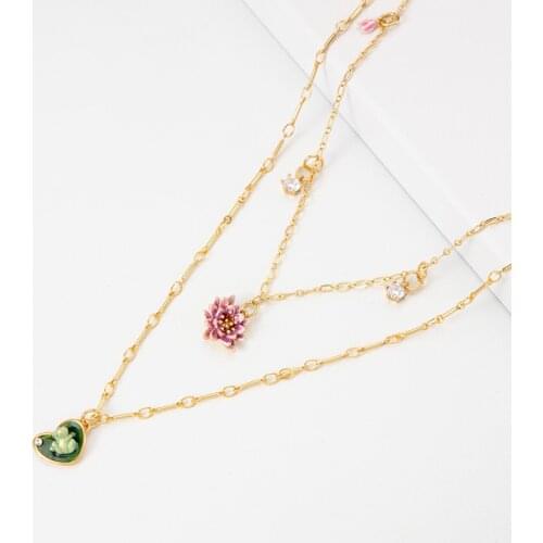 Jaeeyin 2021 Fashion New Arrival Enamel Frog Lotus Petal Removable Holiday Jewelry Cute Zircon Unusual Gift For Women Teen