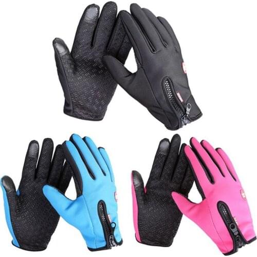 LJCUIYAO Unisex Gloves Anti Slip Windproof Thermal Warm Touchscreen Glove Breathable Winter Men Women Black Zipper Warm Gloves