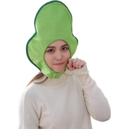 Cartoon Green Avocado Plush Hat Funny Fruit Stuffed Toys Headgear Hood Warm Earflap Cap Performance Cosplay Party Props