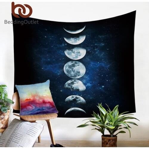 BeddingOutlet Moon Eclipse Changing Tapestry Galaxy Printed 3D Art Carpet Landscape Tapestry Home Decor Wall Hanging 2 Sizes