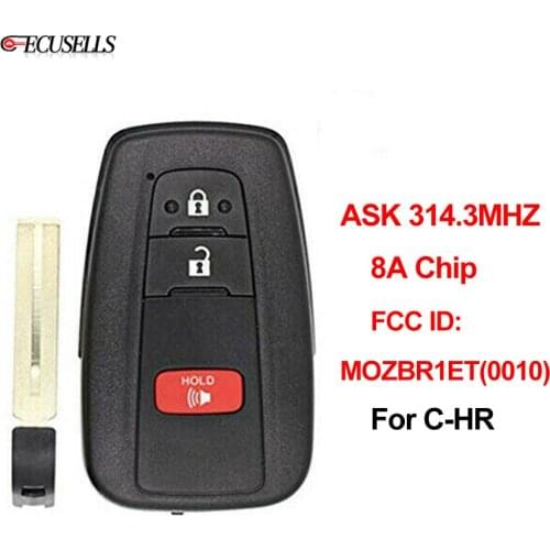2+1/3 Button Remote Smart Car Key Fob ASK 314.3MHz with 8A Chip MOZBR1ET FCC ID: BRIET-0010-US for Toyota C-HR 2018 2019