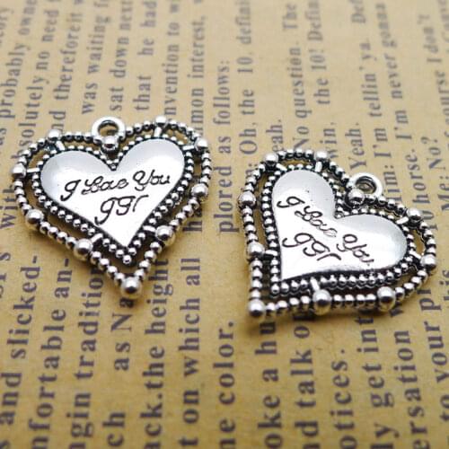 RAINXTAR Fashion Alloy I Love You Heart Pendant Charms For Lover 20*20mm 20pcs AAC230