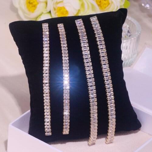 Luxury Shine AAA Cubic Zircon Big Long Dangle Earring For Women Trendy Geometric Earrings Bridal Wedding Jewelry Accessories