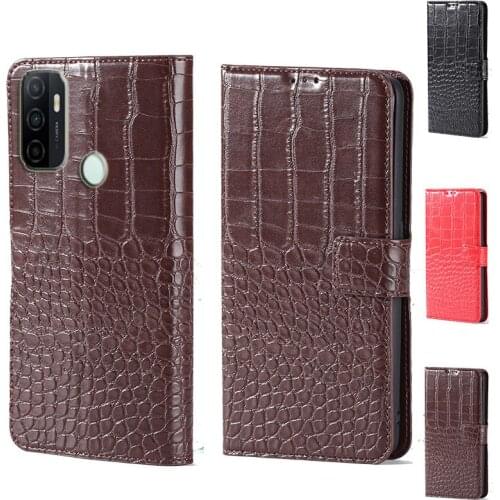 Luxury Crocodile design Flip Leather Wallet Phone Case For Oppo A33 A53 A53s 4G 2020 stand function cover with card slot