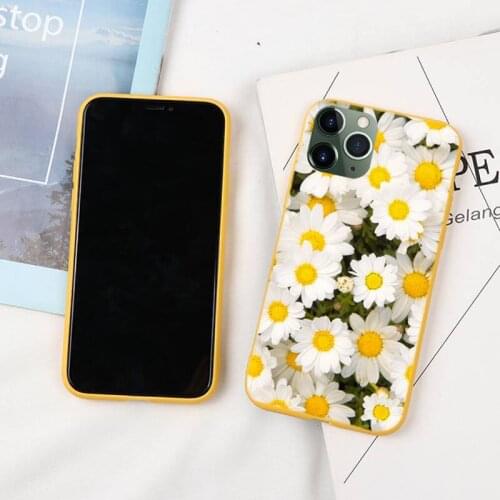 Yellow Flower Daisy Sunflower Phone Case For Iphone 6 6s 7 8 Plus XR X XS XSmax 11 12 Pro Mini Max Candy Yellow Silicone Cover