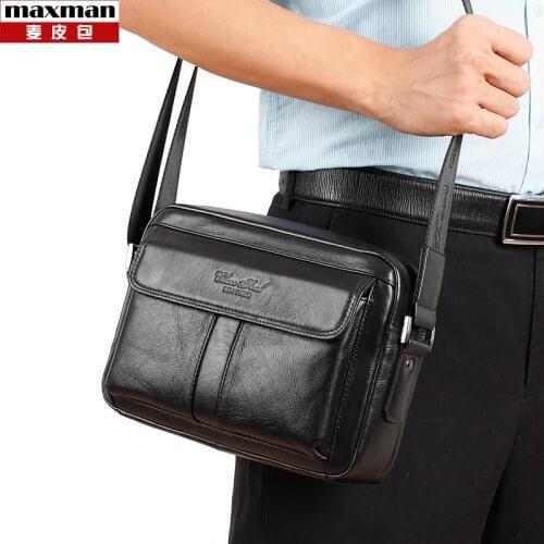 CHEER SOUL Genuine Leather Small Messenger Bags For Men Shoulder Bags Crossbody Business Male Business handbags iPad Purse