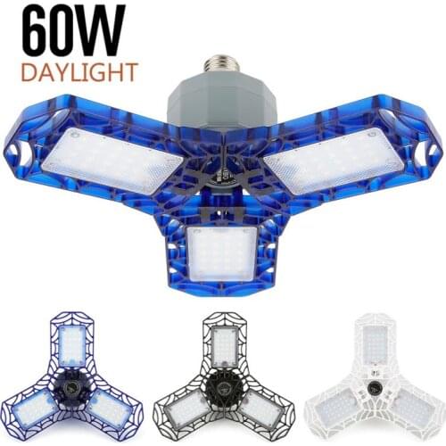 LED Garage Light 360 Degrees Deformable Ceiling Light For Home Warehouse Workshop Folding Three-Leaf Deformation Lamp AC85-265V