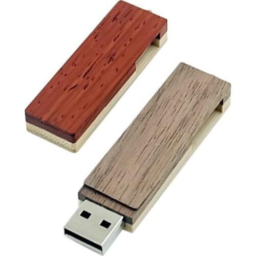 Free customized logo wooden double color-blocking rotating USB3.0 high-speed U disk