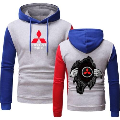2020 Spring Autumn Mitsubishi Hoodies Car Logo Movement Printing College Comfortable Patchwork Tops Unisex Hooded Clothing