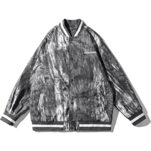 High Street Vintage Bomber Jacket Preppy Style Loose Hip Hop Unisex 2021 Autumn New Single Breasted Bomber Streetwear Coats