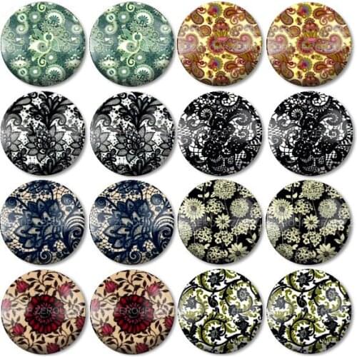 ZEROUP 16pcs Round Glass Cabochon Decorative Pictures Mixed Pattern Fit Base Earring Setting for Jewelry Flatback TP-121-ER-16-4