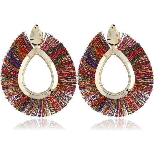 2020 Exaggerated Fashion New Earrings Ladies Big Personality Personality Exaggerated Silk Thread Tassel Earrings Womens