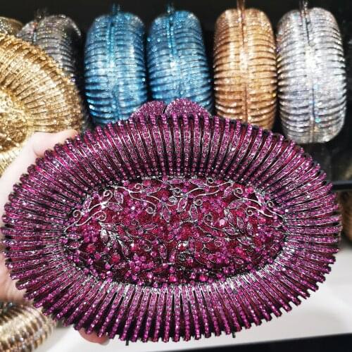 Female Purple Clutch Purse Women Crystal Evening Purses and Handbags Luxury Wedding Party Bridal Rhinestone Clutches Bags Wallet