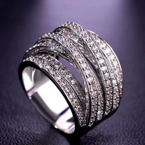 Blucome Champagne Bridal Zircon Ring For Women Anniversary Accessories Fashion womens Copper Wedding Rings For Bridal Jewelry