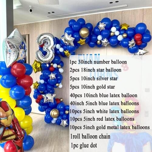 125pcs Balloon Garland Arch Kit Baby blue silver Balloons metallic balloon Baby shower Boy Birthday Party Wedding Decorations