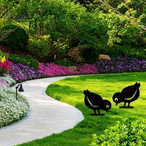 2 PCS Bird Art Gardening Ornaments Metal Bird Yard Art Black Chicken Yard Art Home Outdoor Garden Backyard Lawn Decor