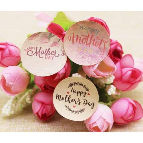 200pc Flower design 3cm Happy monthers day sticker label self adhesive Happy birthday gifts tag labels