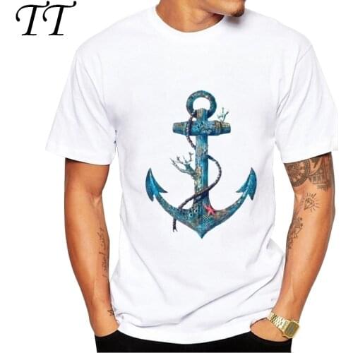 2019 Fashion Mens Summer Casual Tops anchor Printed T Shirt Casual Male Tops Hipster Printed novel Style Tees gt098