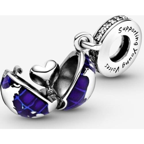 2020New 925Sterling Silver Blue Planet Pendant Bead Fit Original 3mm Bracelet&Bangle For Women Birthday Fashion Jewelry Gift