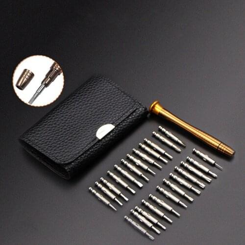 25 in one multi-purpose leather case manual screwdriver, bit set, screwdriver set, mobile phone notebook repair tool