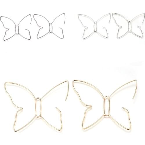 3 Pairs 2021 New Brass Butterfly Wire Wrapped Earrings Dangles Necklace Pendants Charms For Women Girl Party Wedding Jewelry