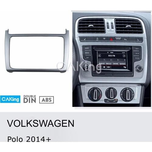 Car Radio Facia for VOLKSWAGEN Polo 2014+ (Silver) DVD Fascia Stereo CD Panel Dash Kit Plate Frame Bezel Console Cover