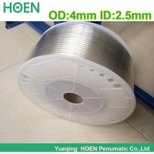 Free shipping 200m/lot PU4*2.5 4mm(OD)*2.5mm(ID) transparency color Pneumatic Component PU Tube Air Hose Pipe