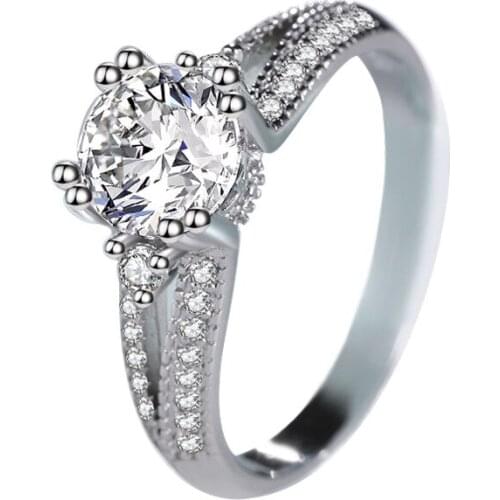 Elegant High-Top Zircon Monolith Engagement Ring Fashion Romantic Female Couple Wedding Birthday Gift Free Shipping