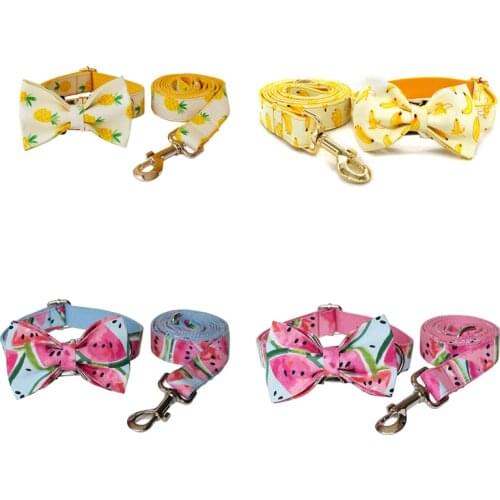 Fruit Dog Collar Traction Rope Bow tie Pitbull Personalized Engraved Pet Name Retailing Supplies Accessories
