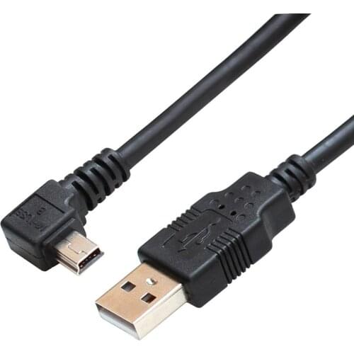 1.8M angled mini USB 5pin male to USB2.0 male data charging cable for GPS digital camera MP3 mp4