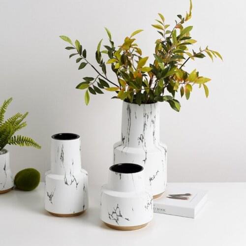 Nordic Ins Modern Marble Texture Ceramic Vase Light Luxury Home Furnishing Decoration Crafts Hydroponic Flower Arrangement