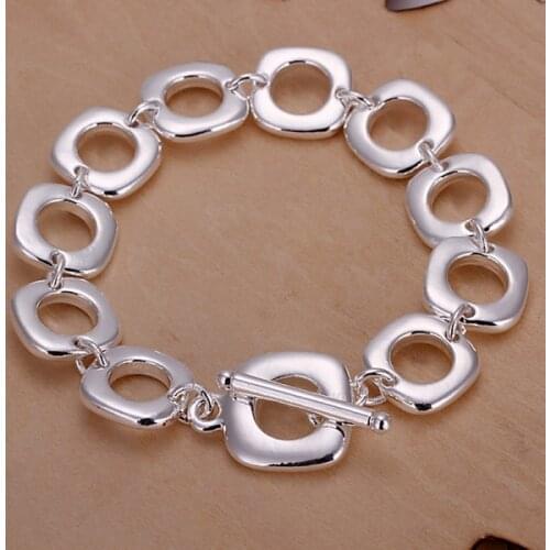 Beautifully square silver color bracelets new listings high -quality fashion hot selling silver jewelry Christmas gifts h106