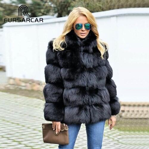 FURSARCAR 100% Real Fox Fur Women Winter Whole Skin Genuine Leather Female Jacket 2020 NEW Thick Natrual Fox Fur Short Women Fur