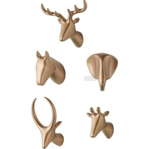 LCH Modern European Style Creative Resin Animal Art Handmade Cloth Hook Keys Holder Door Knob Pull Clothes Hook